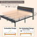 King Bed Frame with Headboard and LED Light