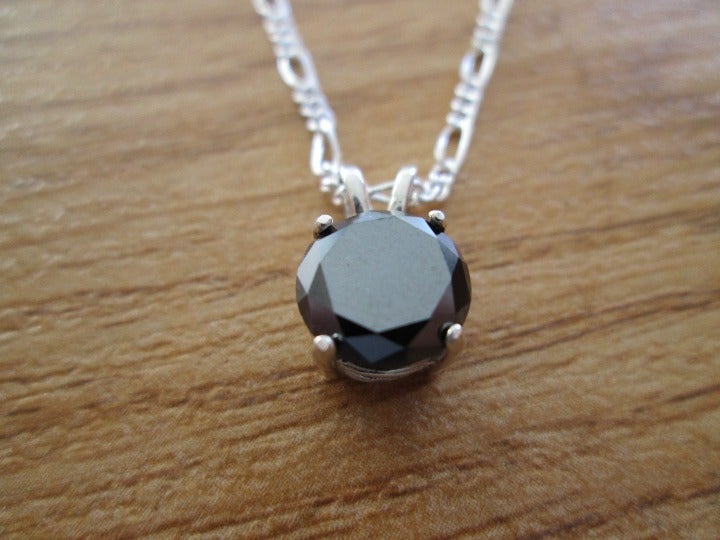 2.90ct Real Black Diamond Necklace,Certificate Authenticity, Free Diamond Tester