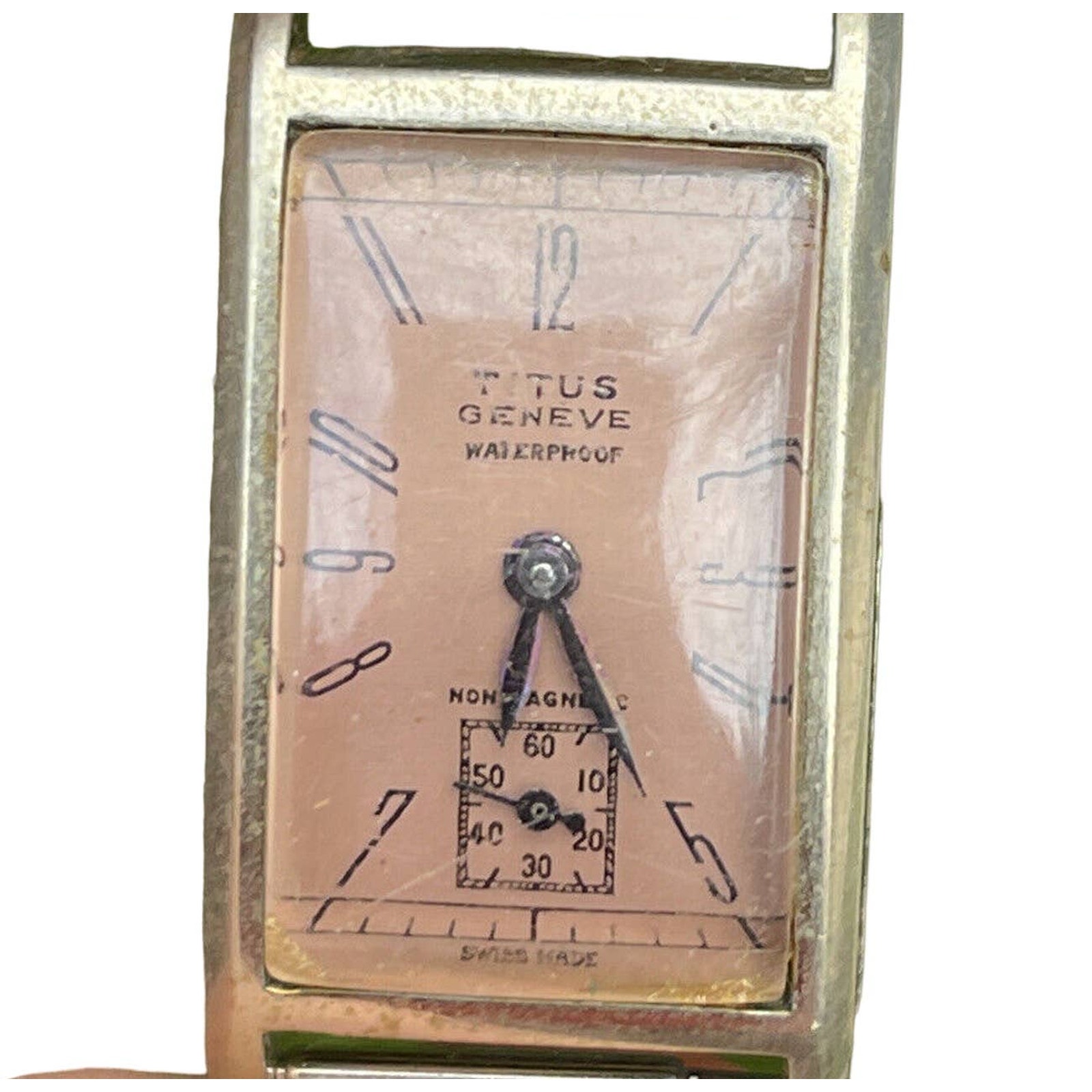 Vtg Watch Men’s Repair Art Deco Titus Geneve Anti Magnetic Parts/ Repair Tank