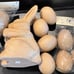 Paper Mache 6.5” bunny,1 -5.5” egg & 8 2.5” eggs