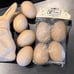 Paper Mache 6.5” bunny,1 -5.5” egg & 8 2.5” eggs