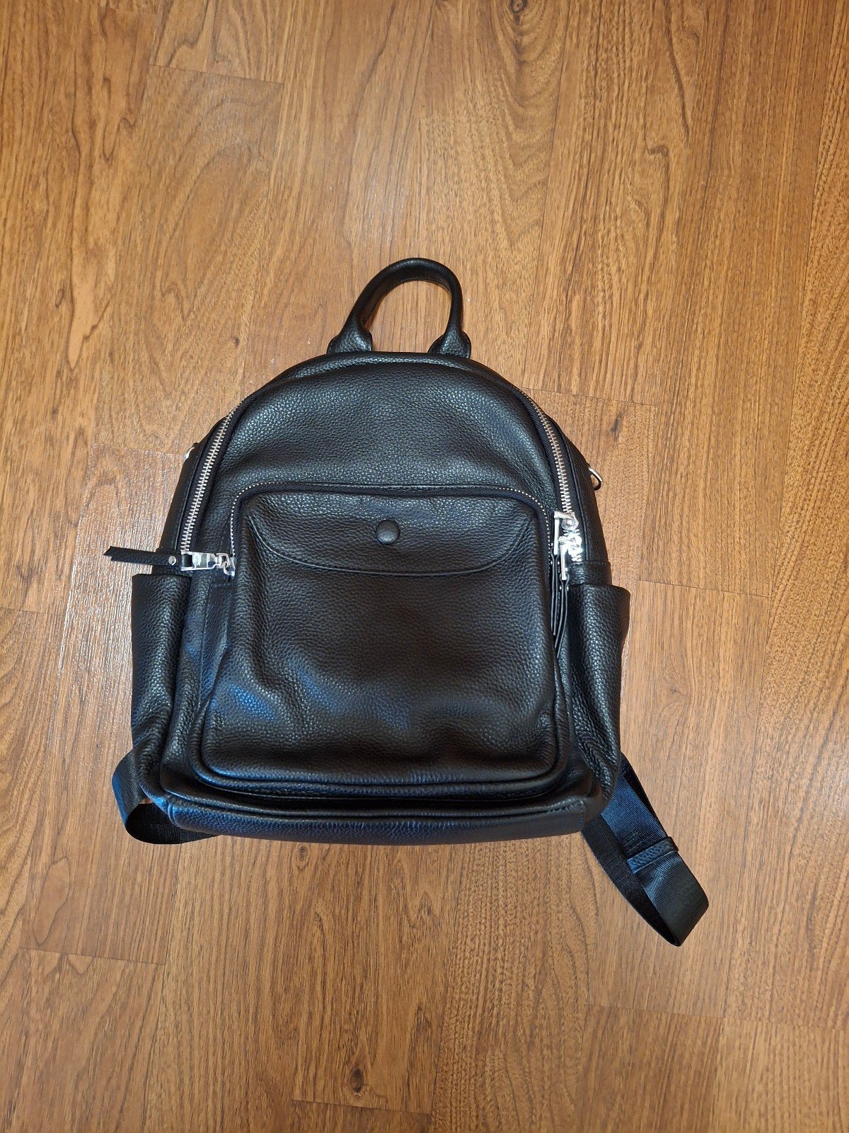 Genuine real leather backpack black