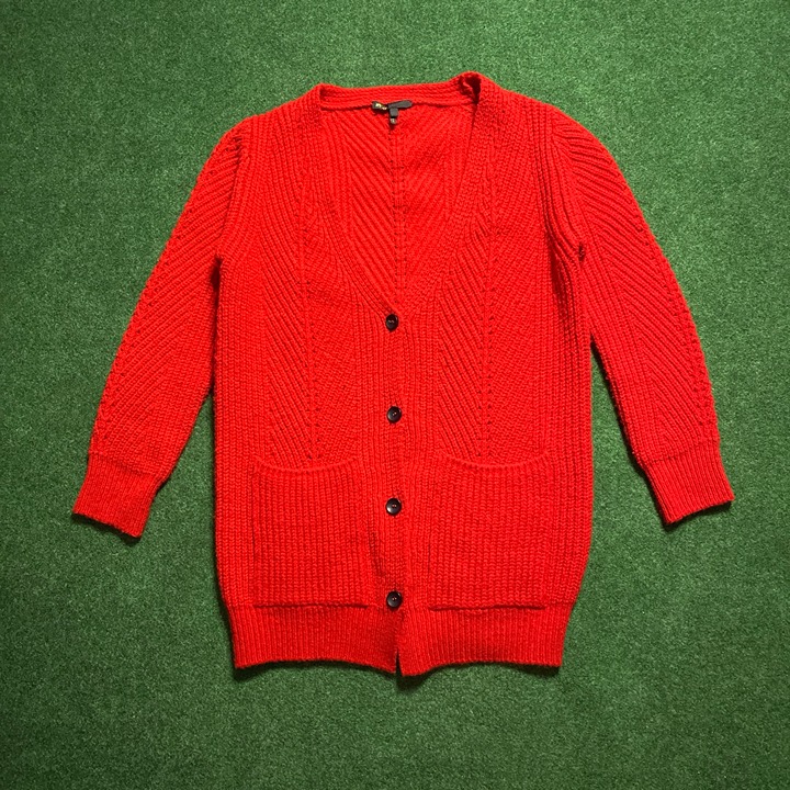 Women’s Maje Oversized Morzine Ribbed-knit Cardigan Sweater Red 1 (Small)