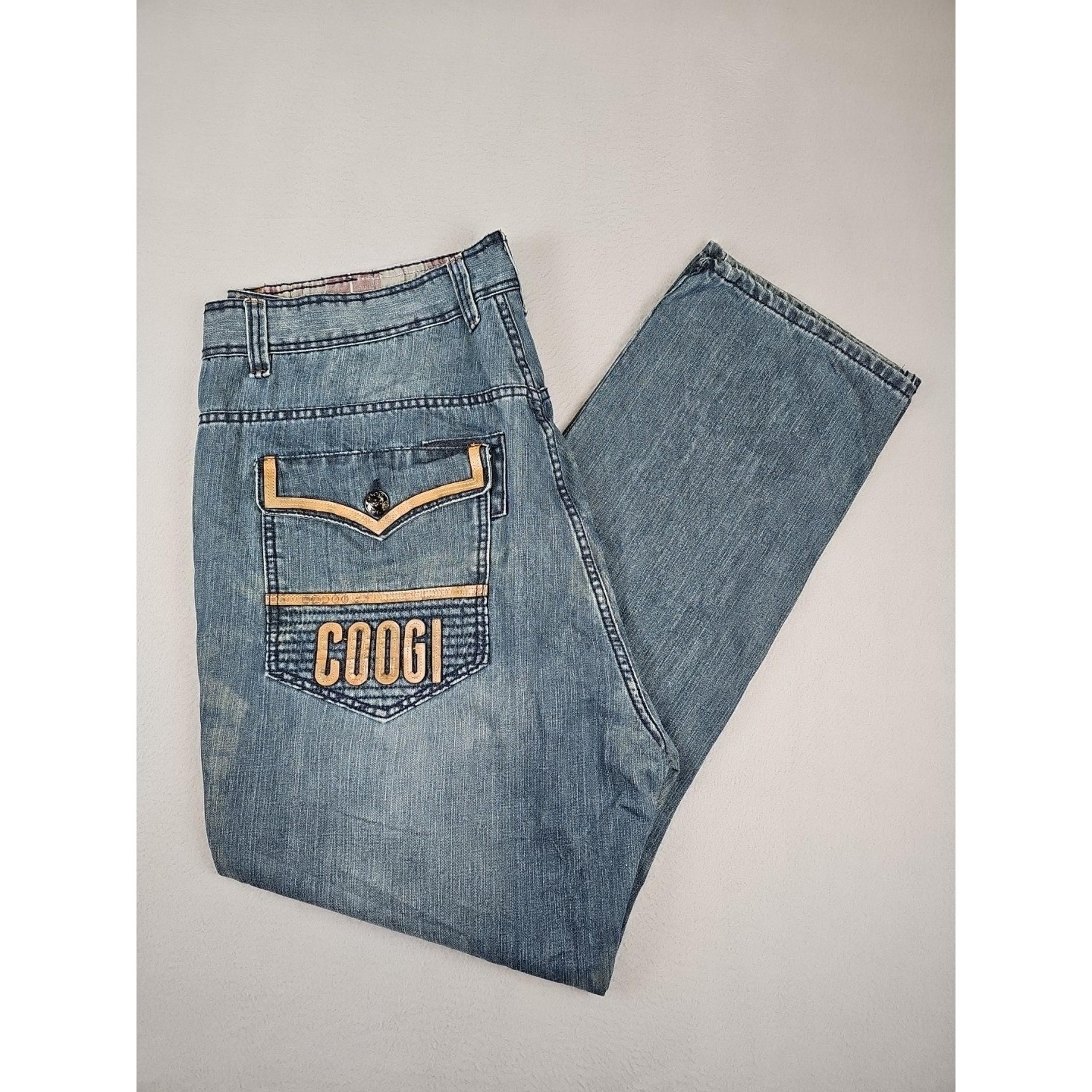 COOGI Jeans Men's 44x33 Blue Cotton Streetwear Accents Y2K Baggy