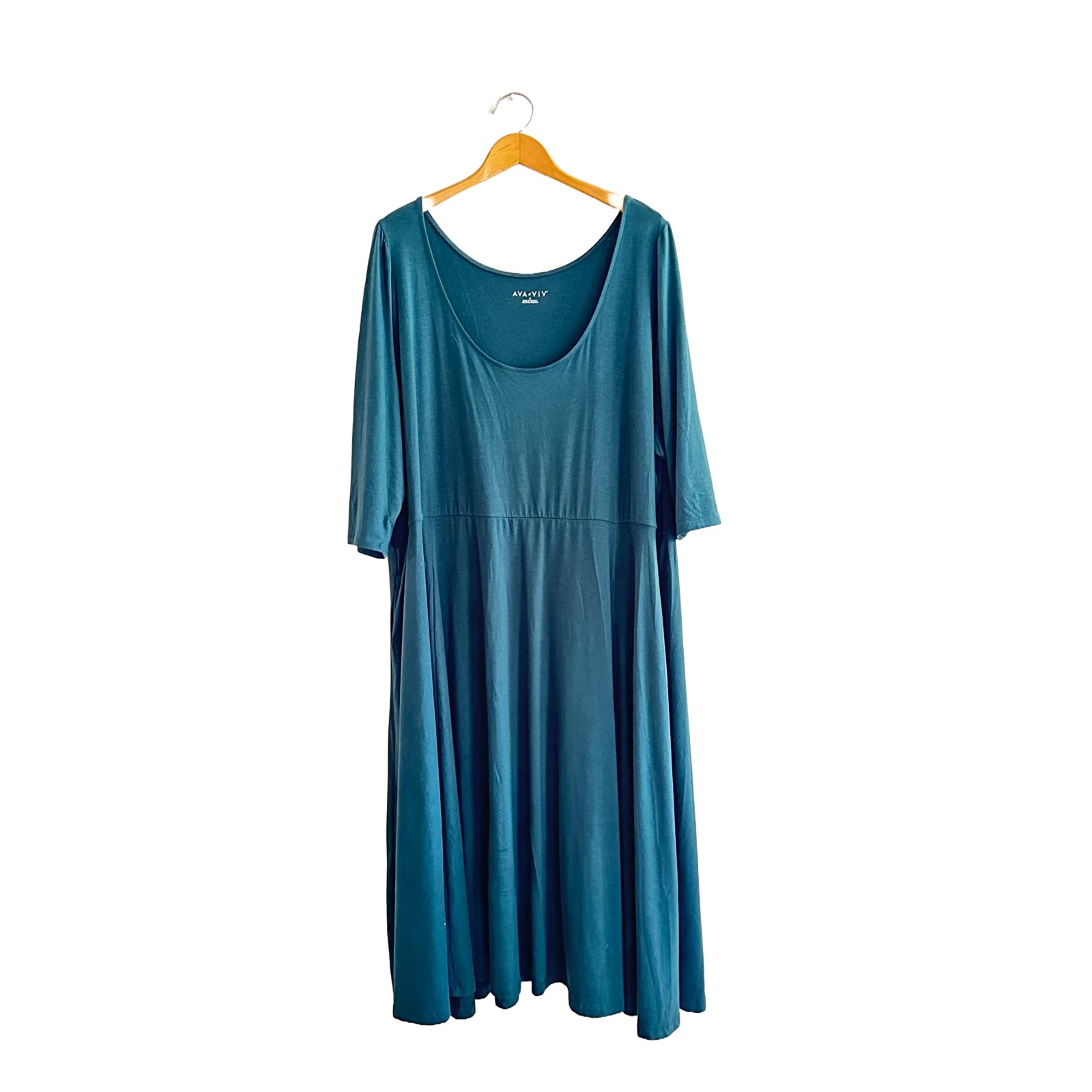 Ava & Viv Midi Dress Womens Plus Size 4X Green Spruce Teal Target