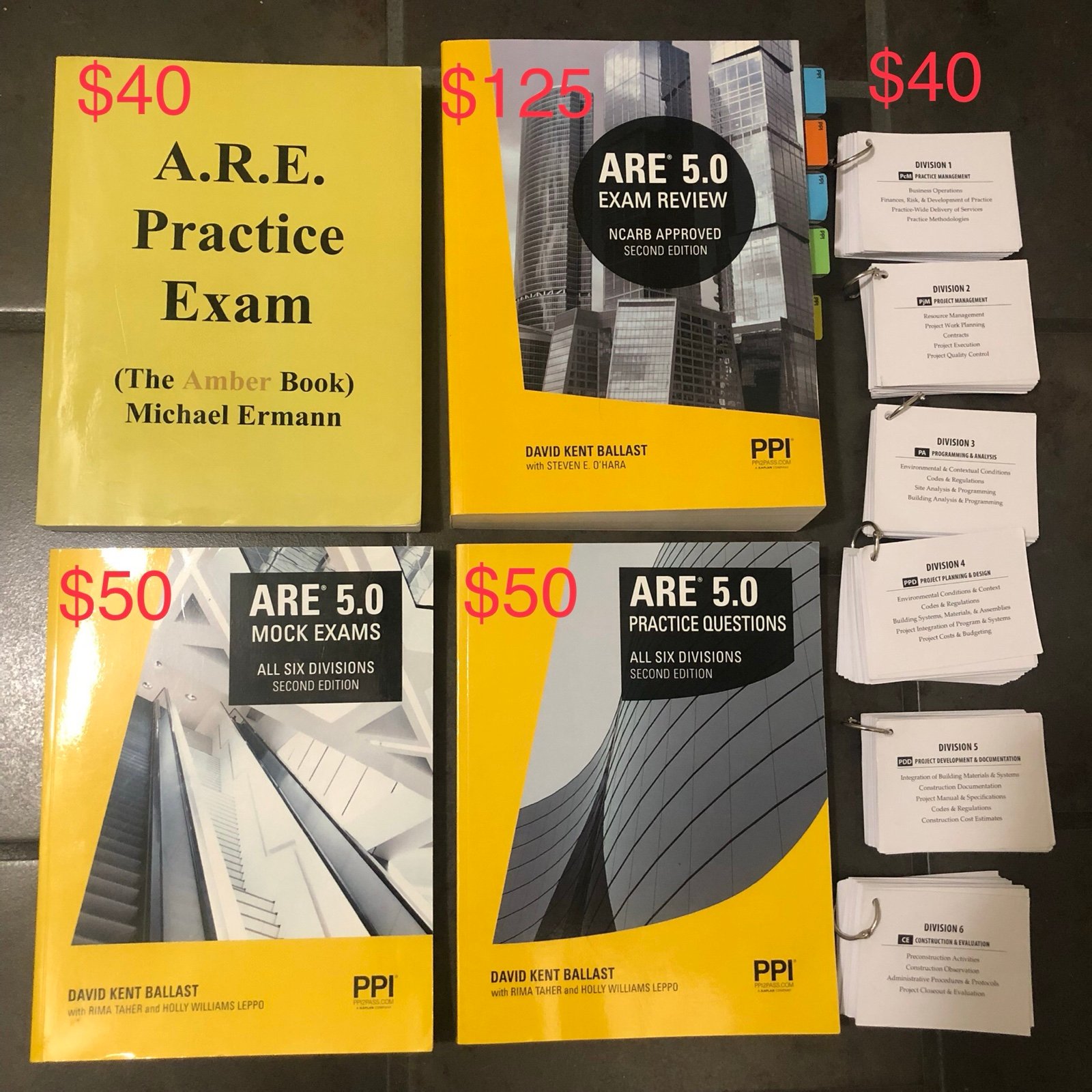 Architect Registration Exam ARE 5.0 Study Guide Books Flashcards PPI Amber Book