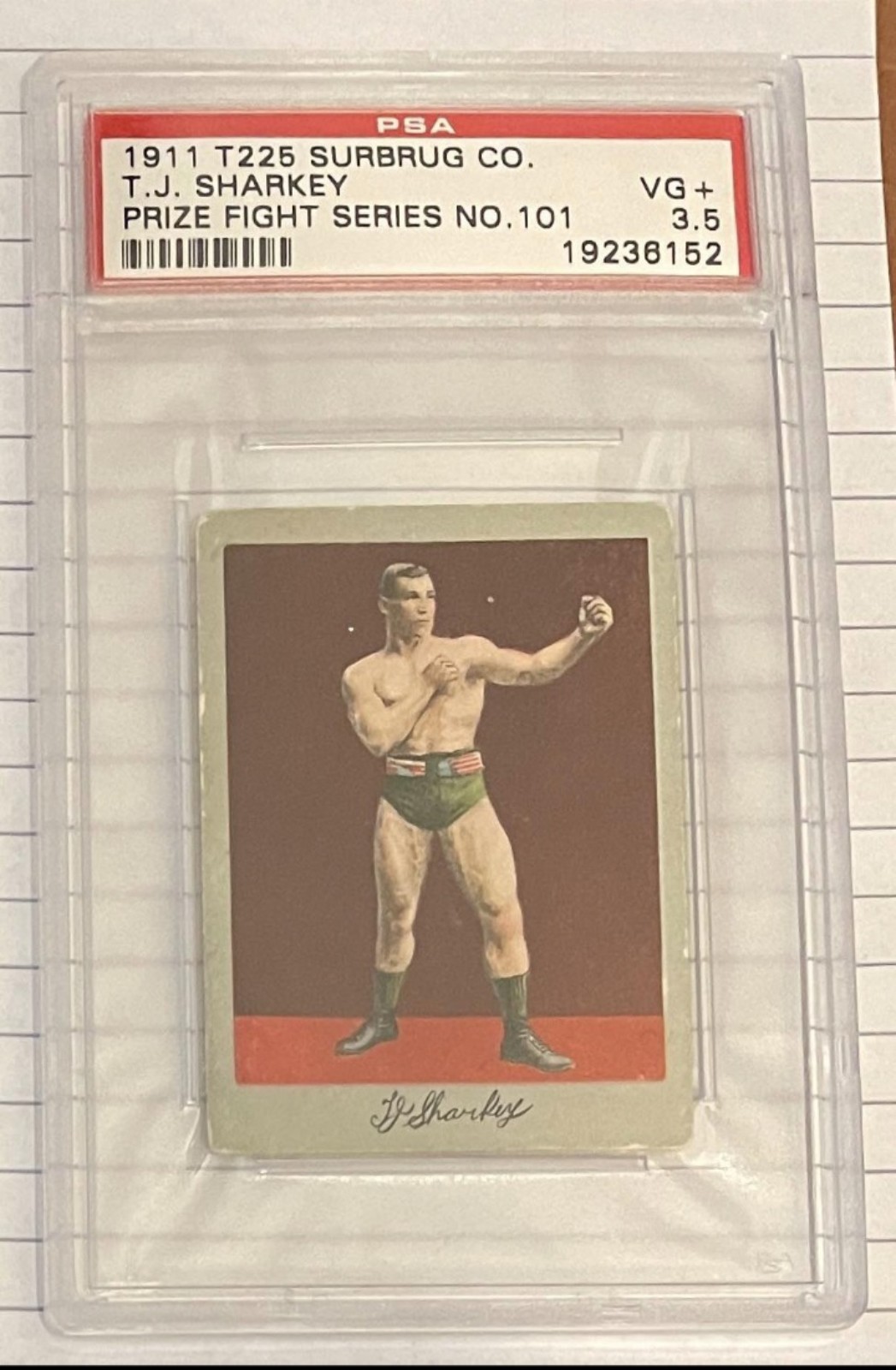 910 T225 Surbrug, TJ Sharkey, PSA 3.5, Prize Fighter!