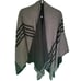 BB Dakota Black Grey Reversible Soft Knit Formal Poncho Shawl Womens Sweater OS