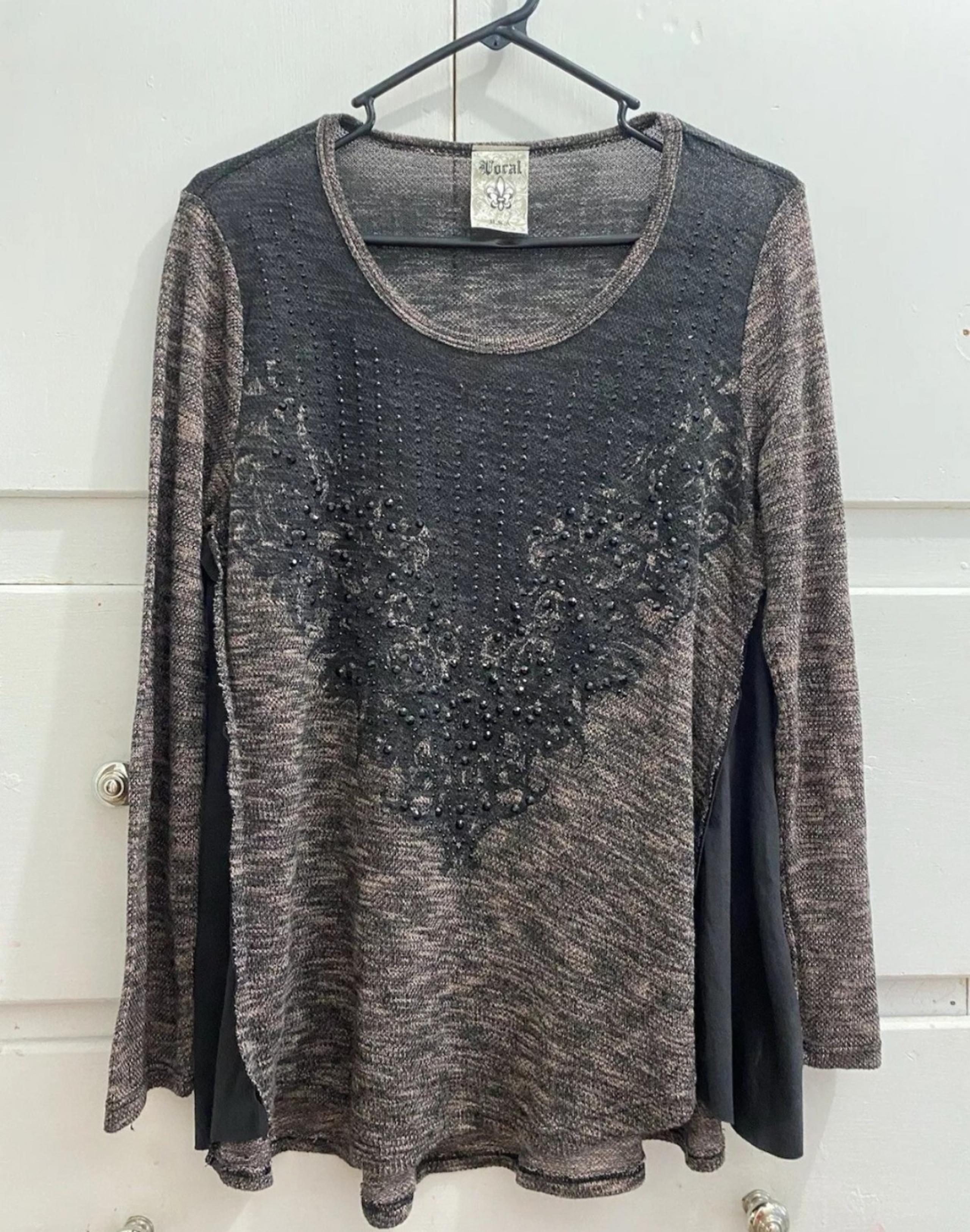 Vocal Tunic Top Long Sleeve Womens Medium Rhinestone Design