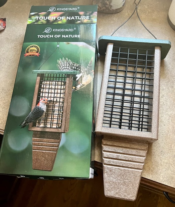 Kingsyard Recycled Plastic Suet Bird Feeder, Double Capacity Tail-Prop Suet Feed