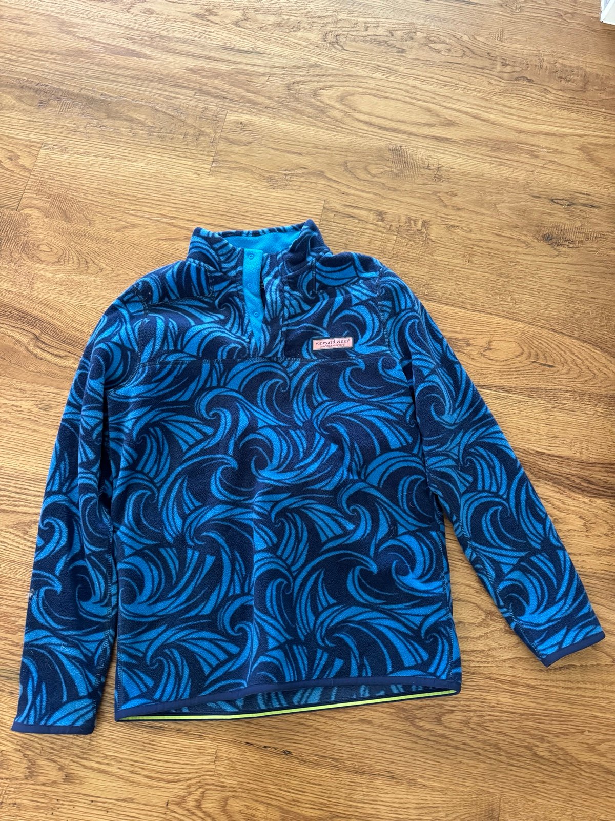 Boys Vineyard Vines Harbor Fleece Quarter Snap Blue XS