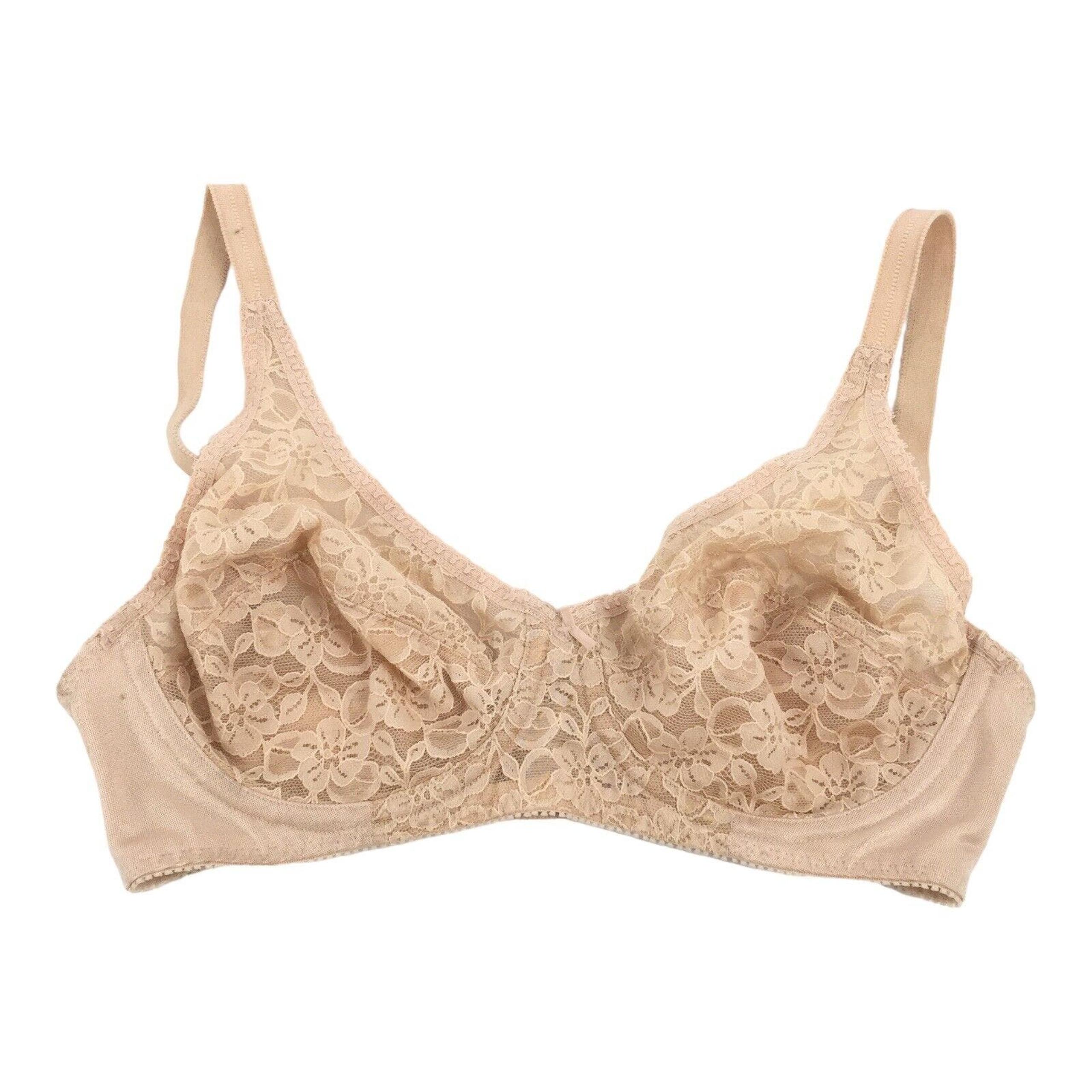 Vintage Adonna Unlined Lace Underwire Bra Size 32C Womens Beige Tan Cream 32 C