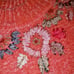 Mariea Kim Vintage Batwing Sweater Floral Applique Mock Neck Orange M