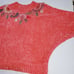 Mariea Kim Vintage Batwing Sweater Floral Applique Mock Neck Orange M