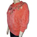 Mariea Kim Vintage Batwing Sweater Floral Applique Mock Neck Orange M