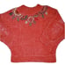 Mariea Kim Vintage Batwing Sweater Floral Applique Mock Neck Orange M