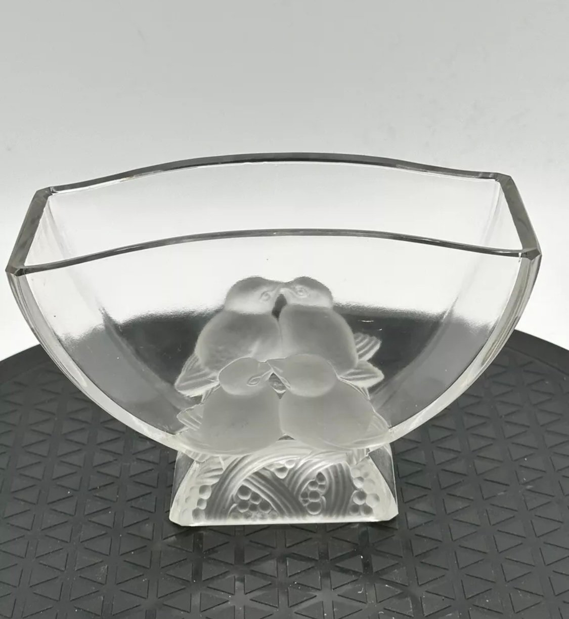 Verlys Love Bird Vase Art Glass Signed!
