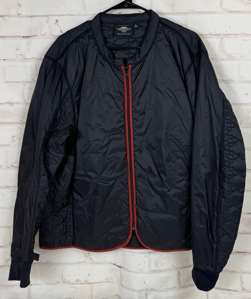 Harley Davidson Jacket Liner Mens 2XL Black Zip Front Long Sleeve *LINER ONLY*