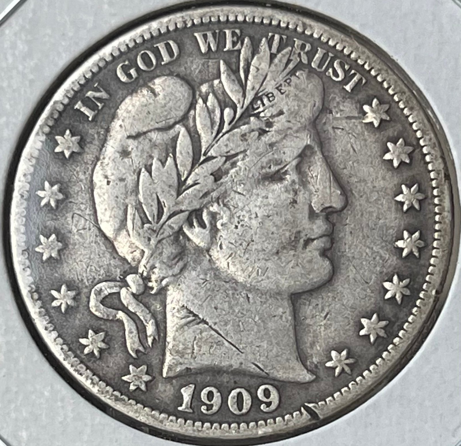 1909-S Barber Silver Half Dollar ~ Semi-Key Date High Circulated/Fine Condition
