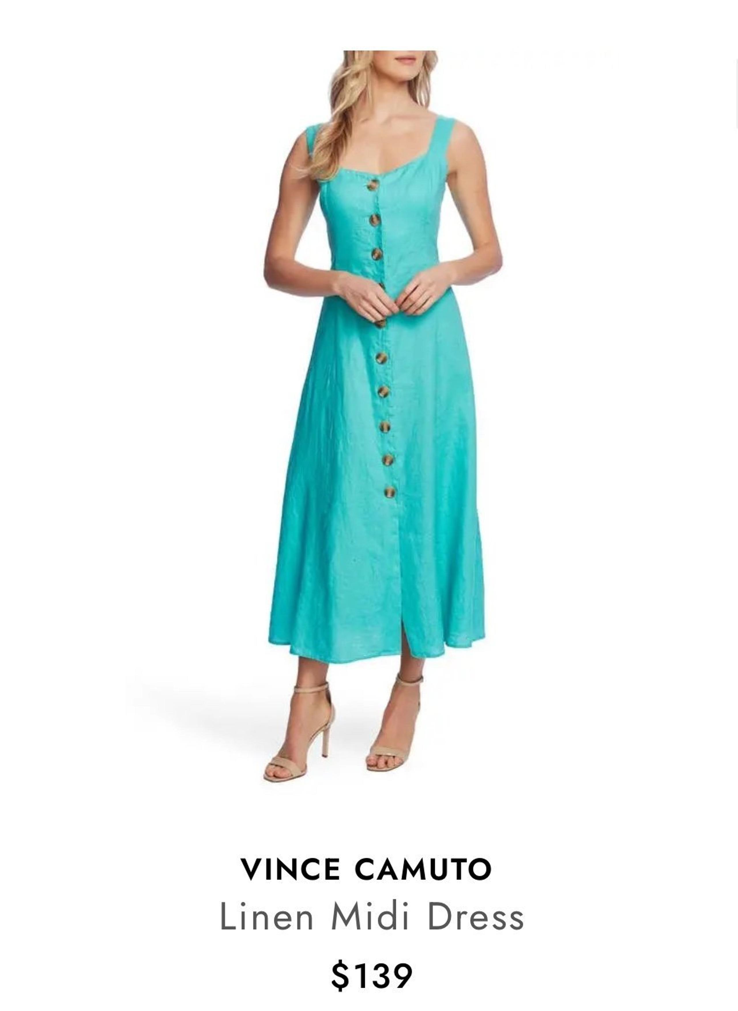 Vince Camuto Women's Button Front Sleeveless Midi Dress