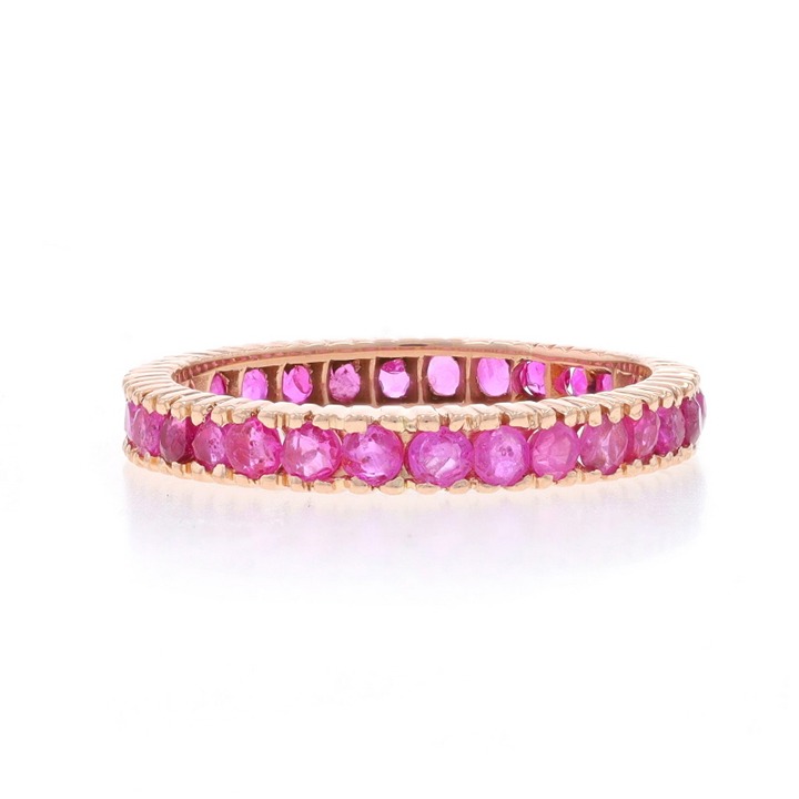 Rose Gold Ruby Infinity Band - 14k Round 1.50ctw Ring Sz 7 V2453