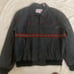 Mens black leather vintage red Aztec pattern jacket