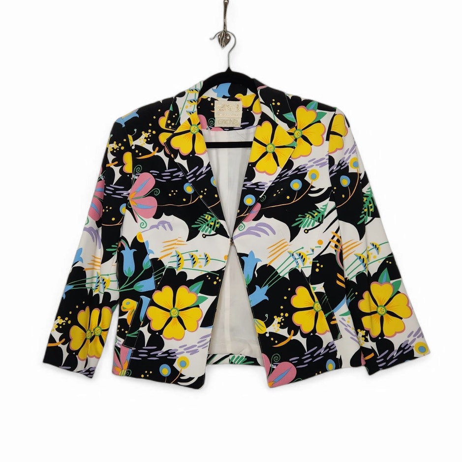 Vintage Cache Alberto Makali Blazer Floral Flowers Office Core 90s Blouse Top