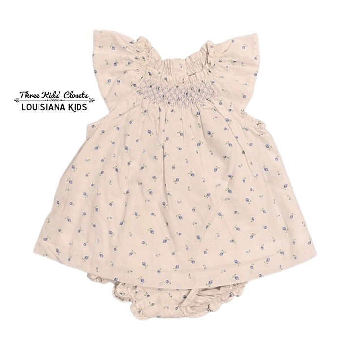 Janie & Jack 0-3m Periwinkle Rosebud Smocked Dress & Bloomers