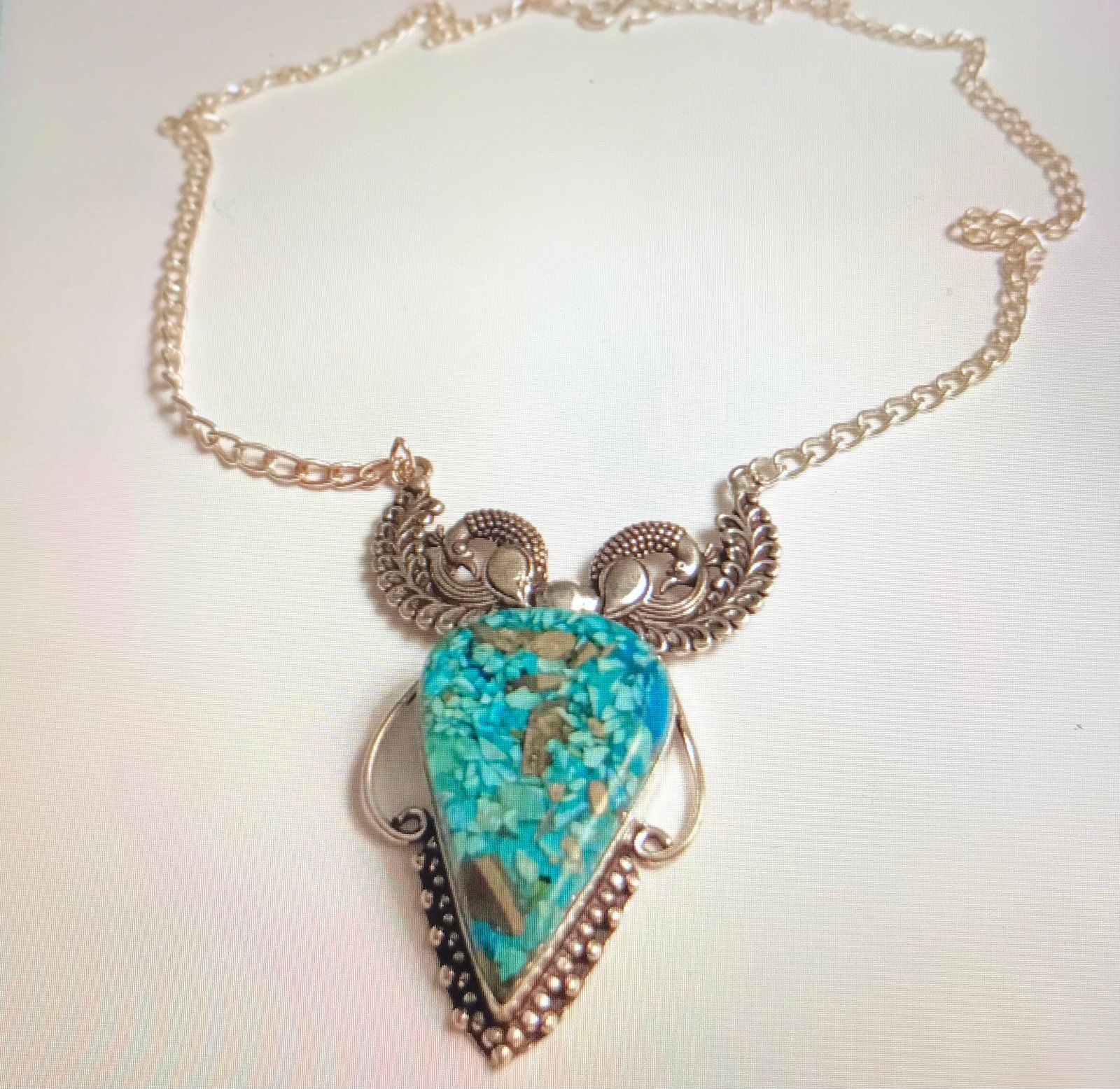 Oyster Copper Turquoise 925 Sterling Silver Necklace