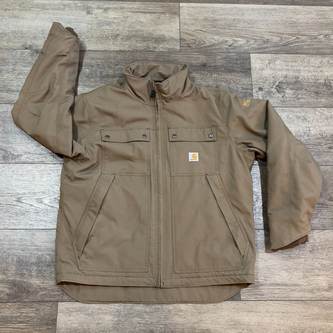 Carhartt® Quilt Duck™ Jefferson Jacket Brown Khaki Mock Neck - Men's Size Large