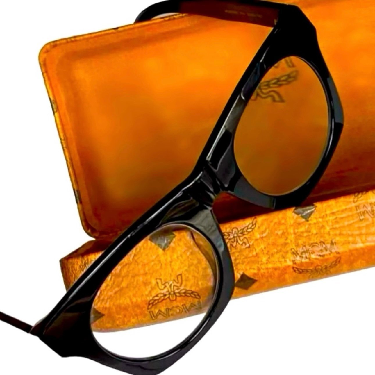 Authentic MCM Name Brand Black Frame Custom Readers Reading Glasses RARE Cognac