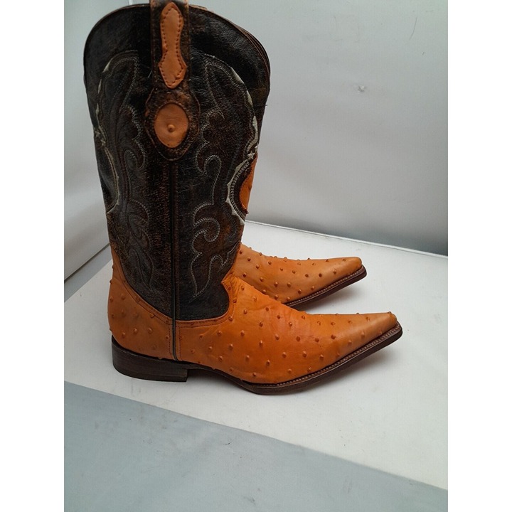 AGUILA REAL Ostrich Leather Western Cowboy Boots MEX 28 US 9 Botas Exotic
