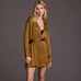 NWT Anthropologie Pilcro Long-Sleeve Silky Mini Dress in Brown, Size 2