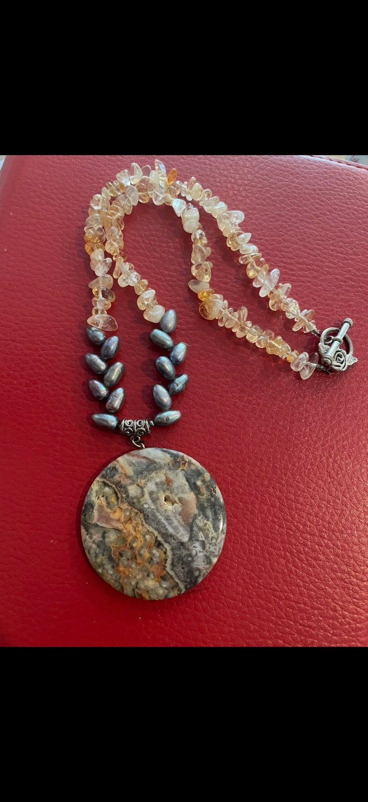Brand New Never Worn Jasper, Quartz And Pearl Necklace.