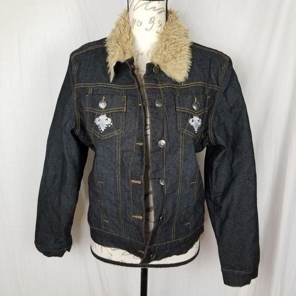 Hip Jeans Faux Fur Lined Denim Jacket Size 5