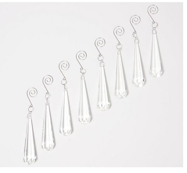 Set of 8 Faceted Glass Drop Ornaments by Valerie
