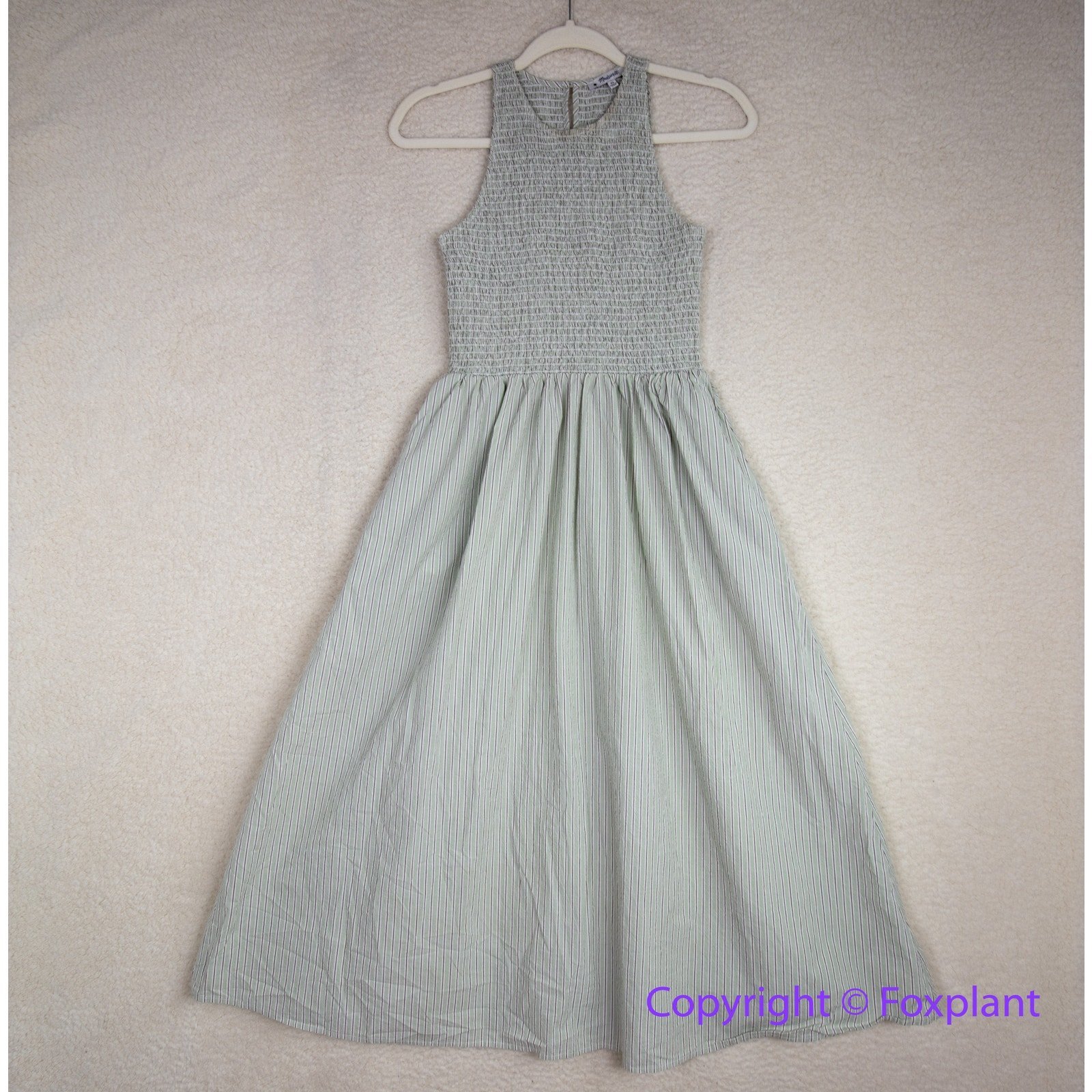 New! Madewell The Melody Smocked Midi Dress in green ,size XS
