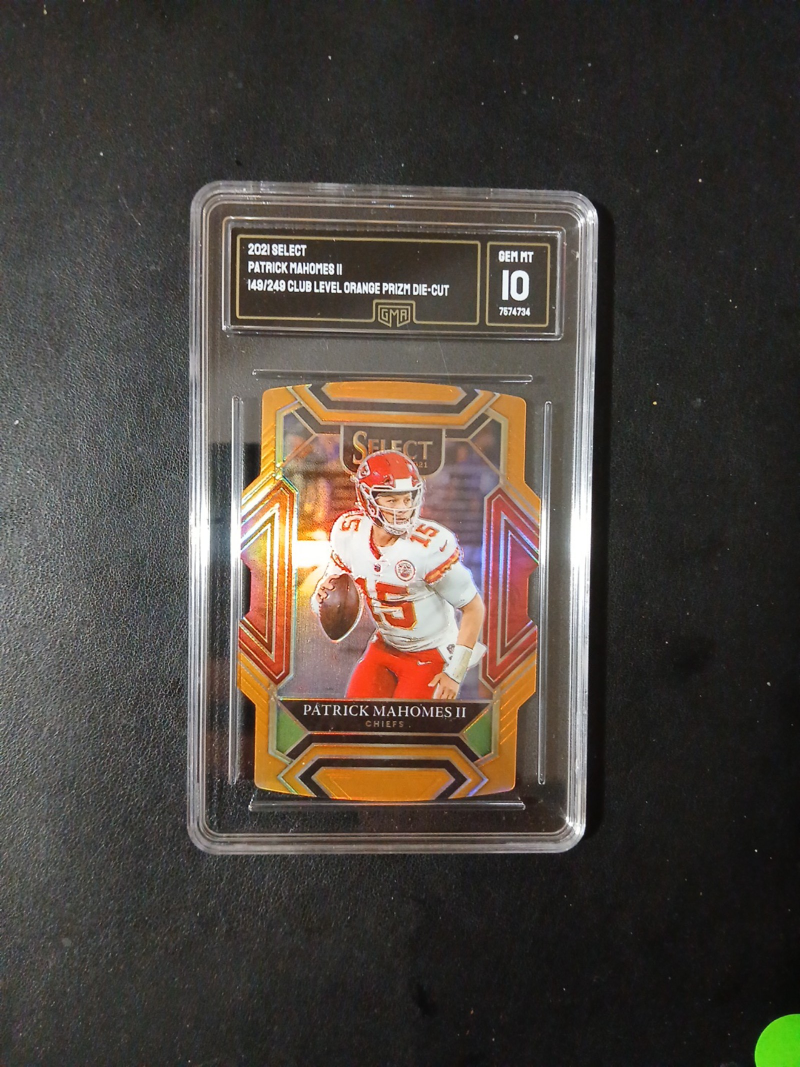 21 Select Patrick Mahomes Orange Prizm Die Cut #149/249 GMA 10