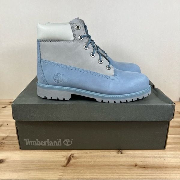Timberland Premium 6 in waterproof boots men’s/youth 7 women's 8.5 blue grey