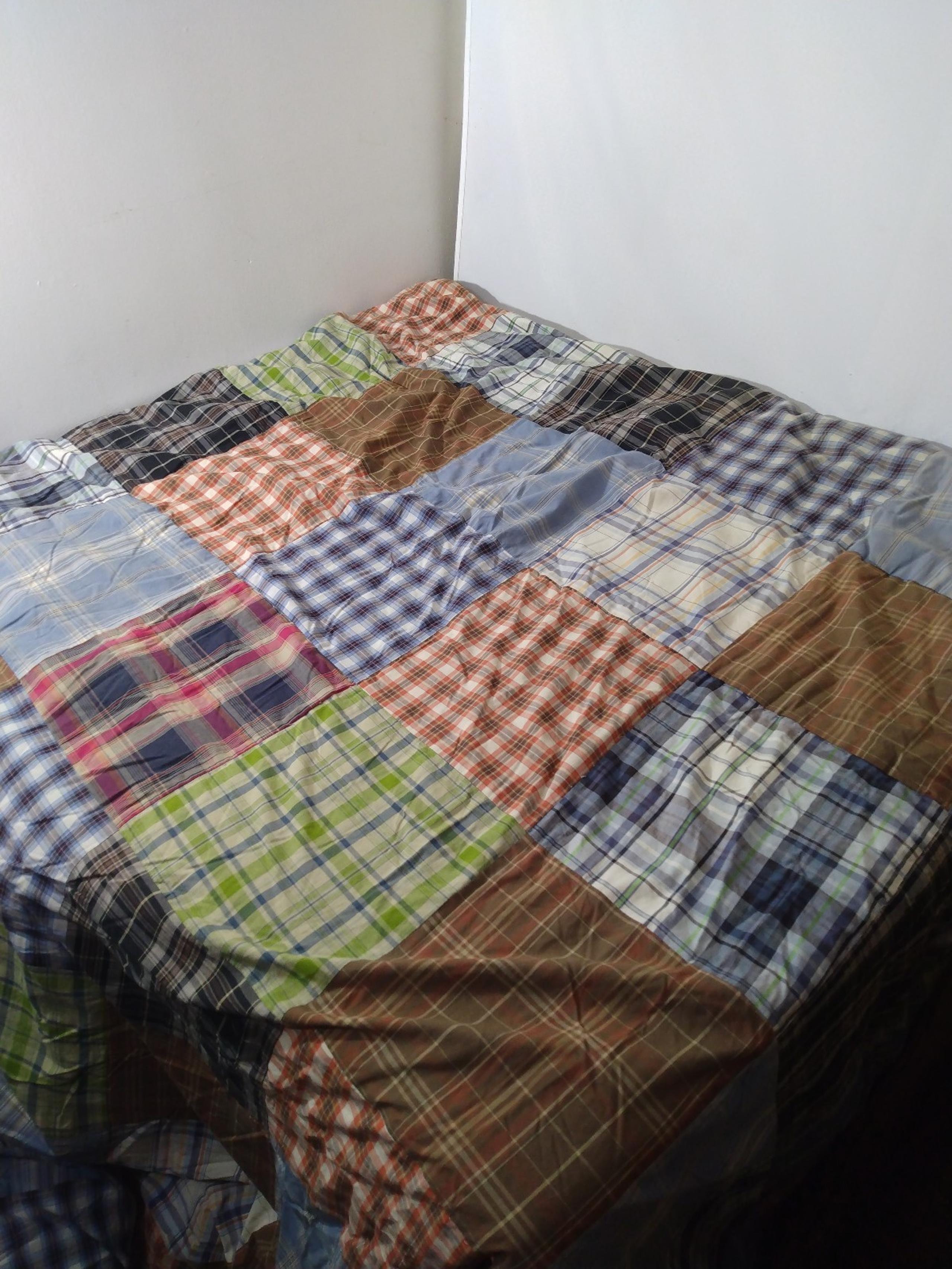 Pottery Barn PB Teen Clyde Plaid Patchwork Quilt Comforter Blanket Full Queen