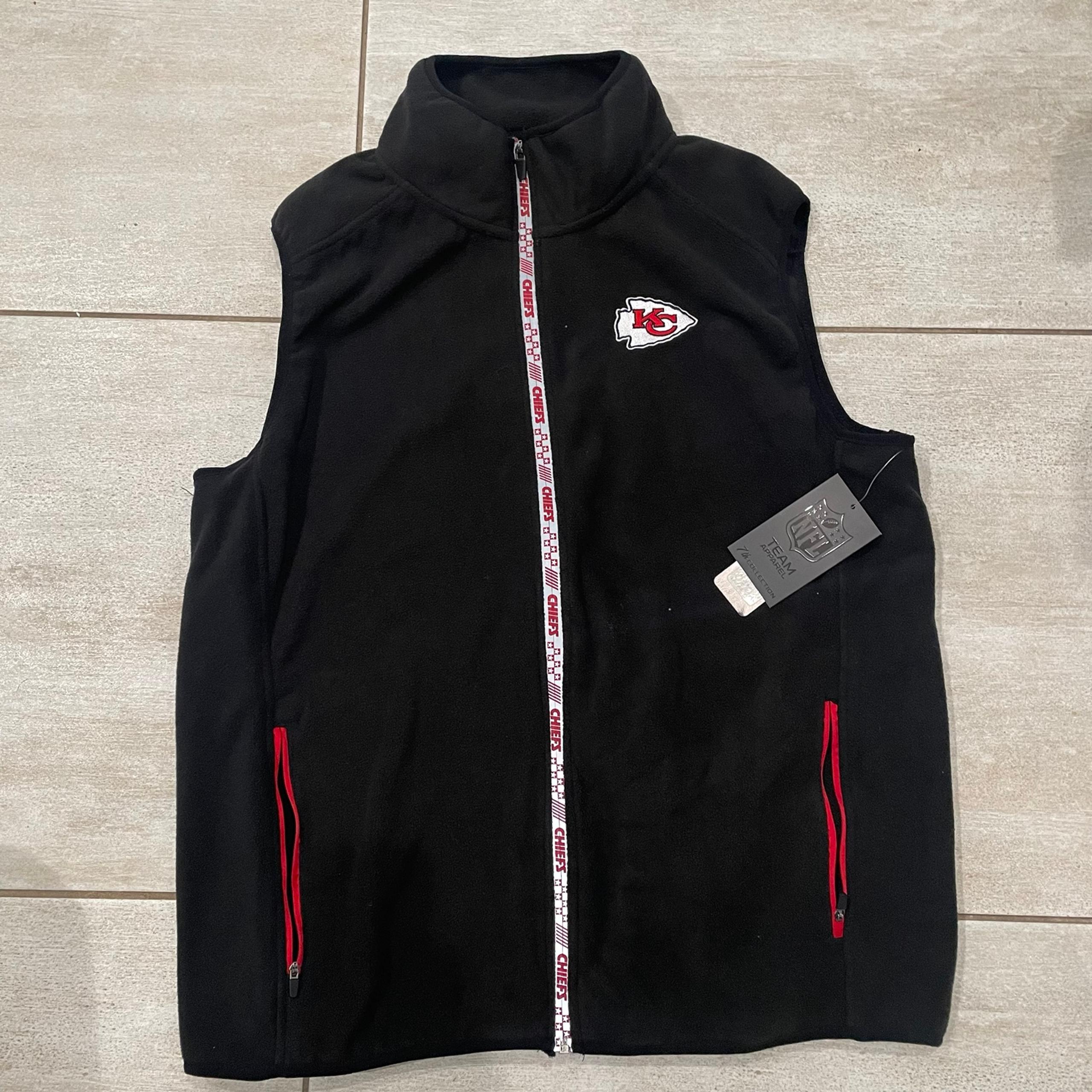 NEW NFL TEAM APPAREL KANSAS CITY CHIEFS FLEECE LOGO FULL ZIP VEST SZ XL