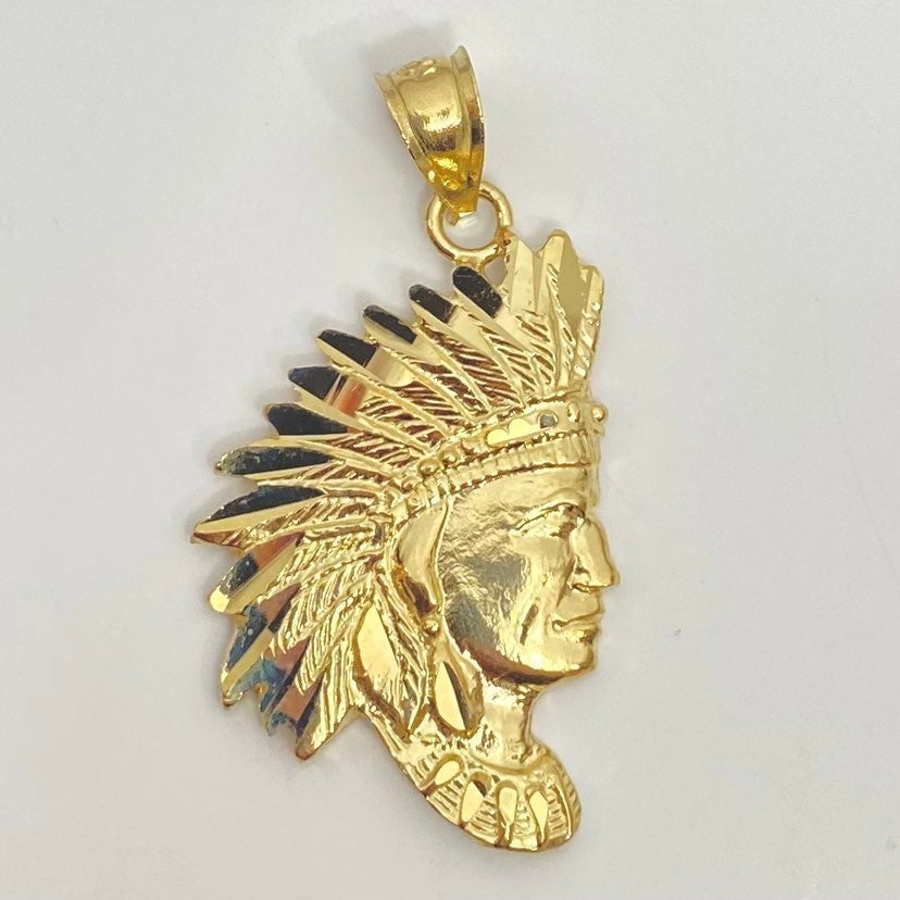 Solid 14K Gold Native American Traditional Pendant Charm