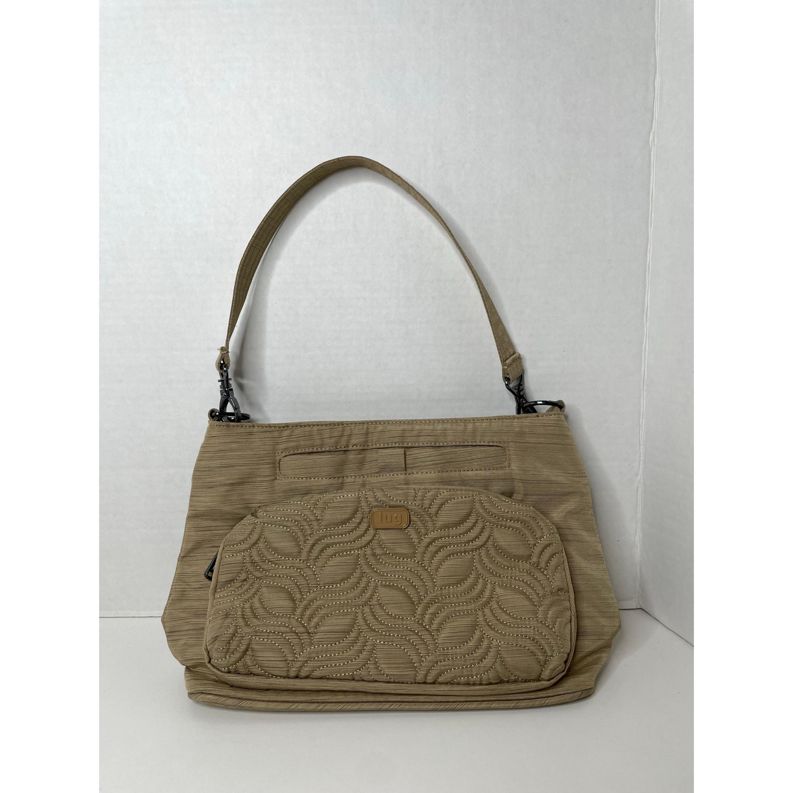 LUG Samba Tan Beige Quilted Womens Hand Bag Nylon Shoulder Bag