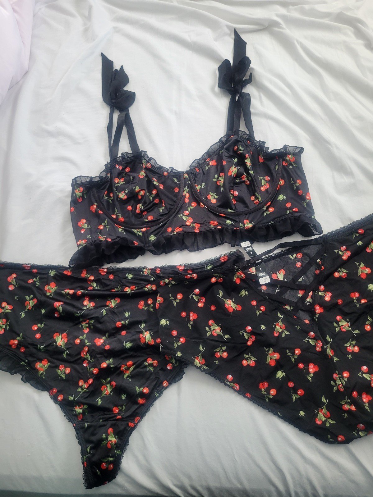Torrid lingerie set cherry print