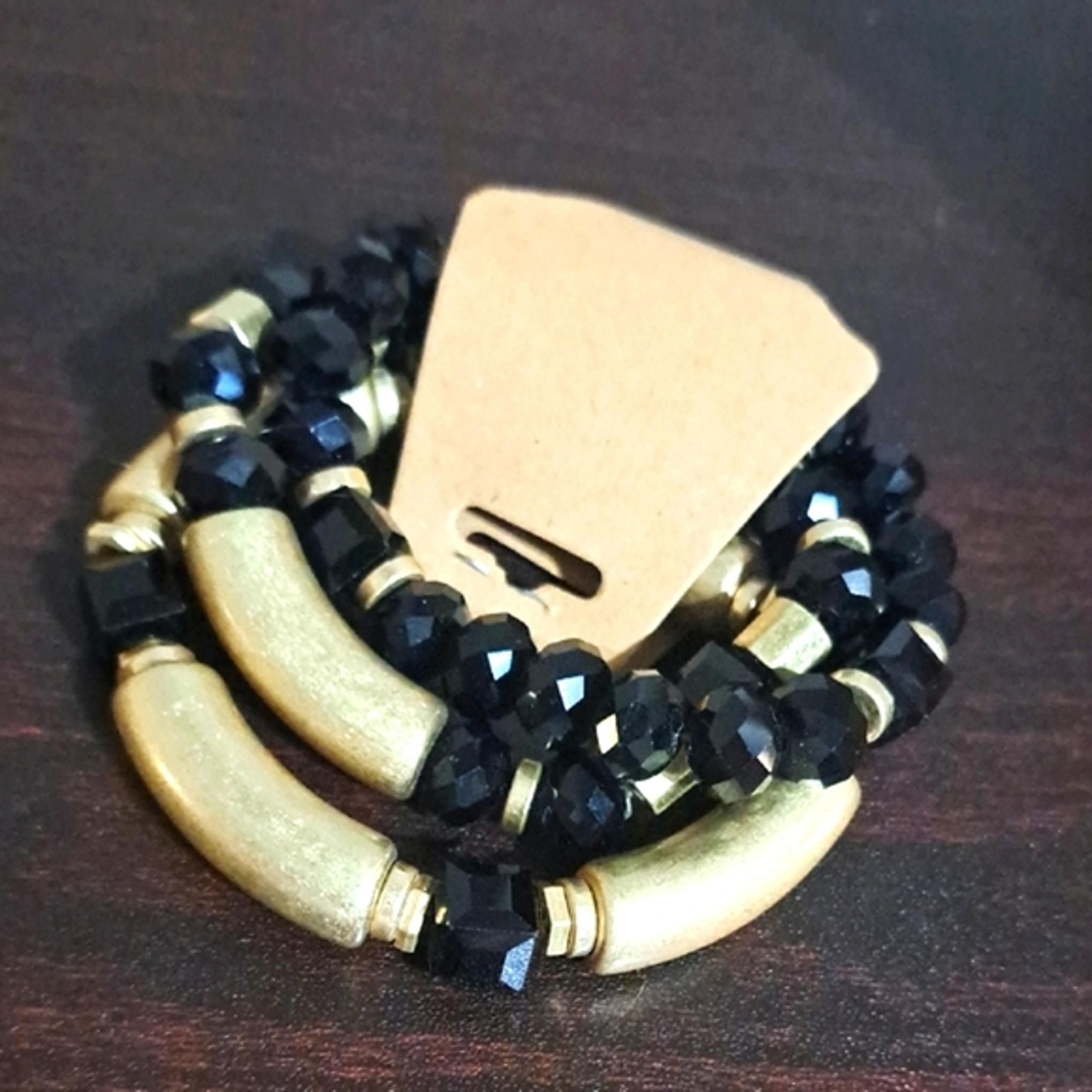 Black and Gold Luxury Contemporary Geometric Bracelet Set - Anthropologie