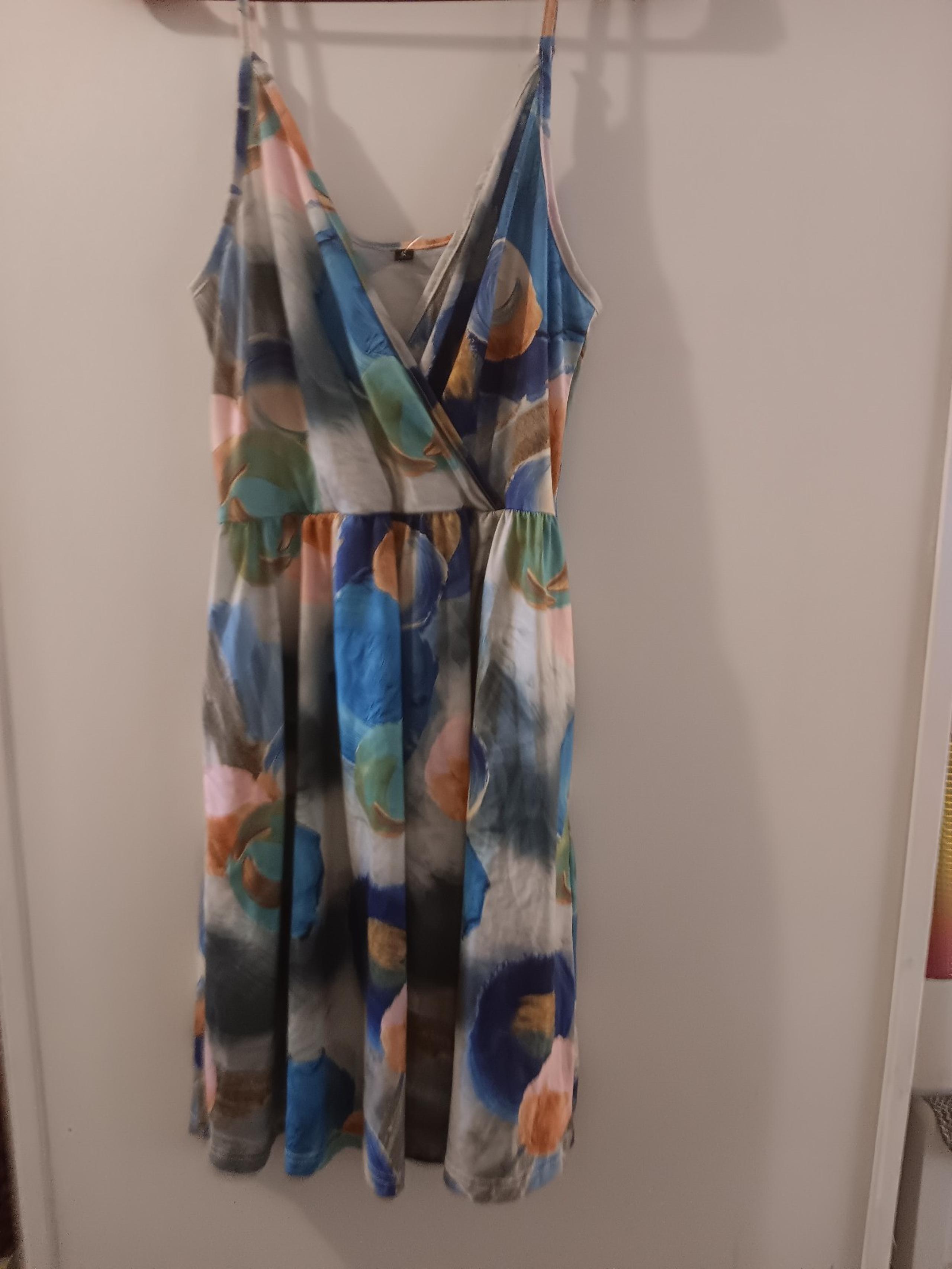 Womens boutique colorful knee length summer dress small