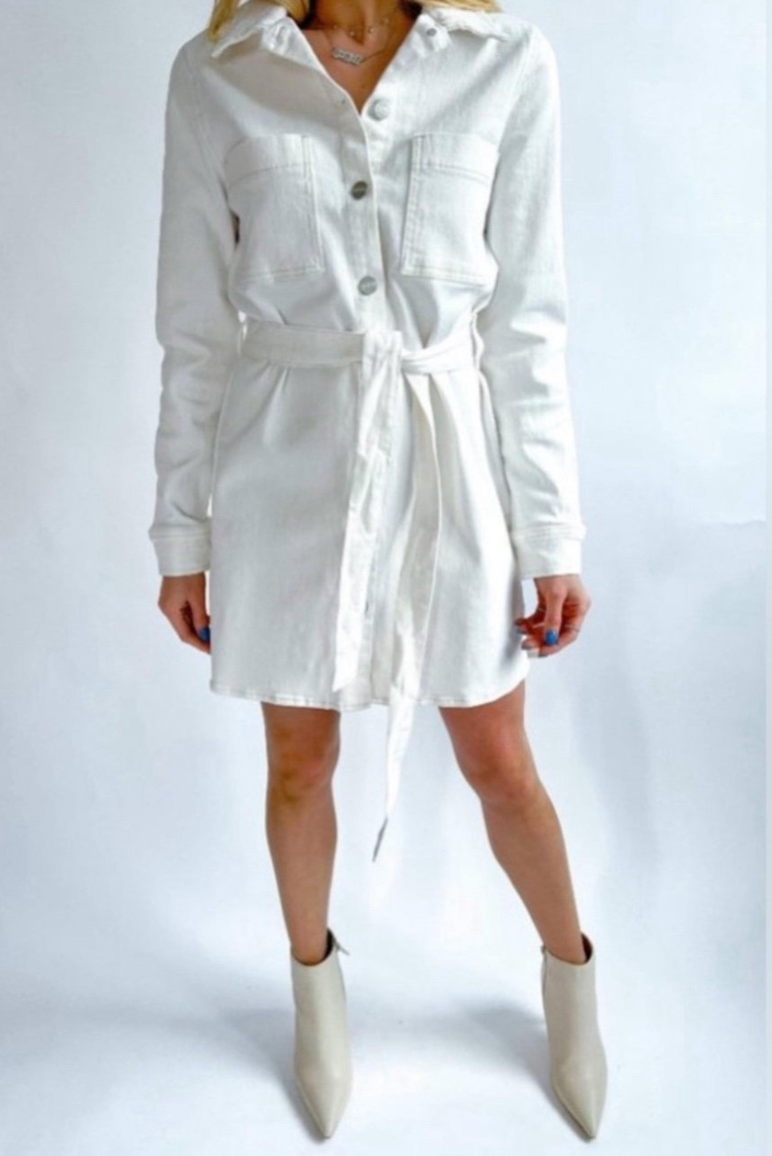 *NWT* Sanctuary The Utility Denim Shirt Dress Winter White Size 2X