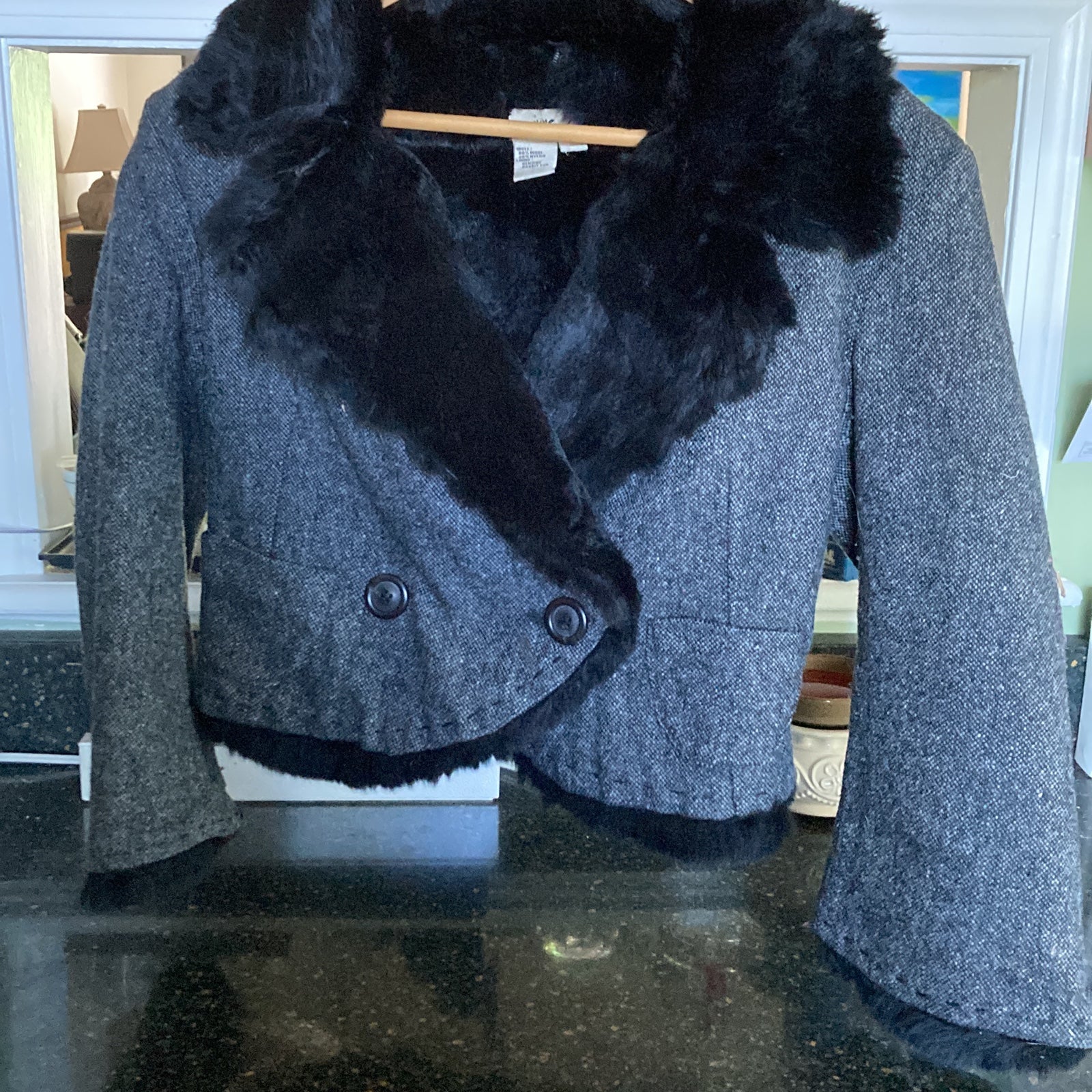 Wool coat with fur lining by June