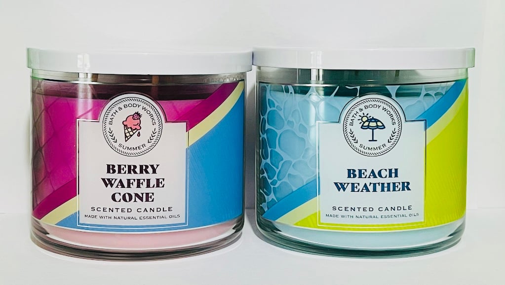 Beach Weather and Berry Waffle Cone 3 Wicks by Bath and Body Works