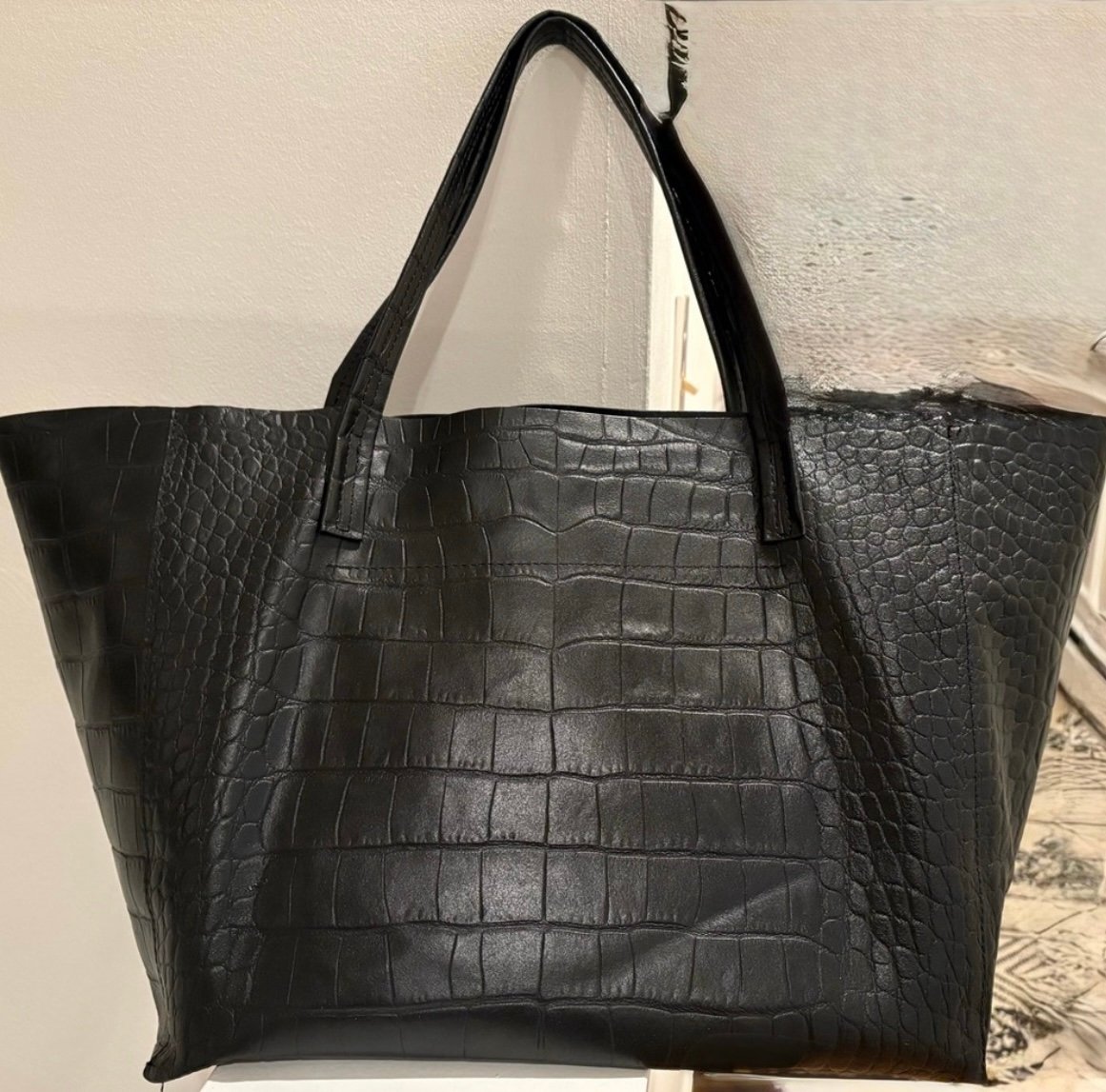 Kurt Geiger Violet Croc Embossed Leather Tote